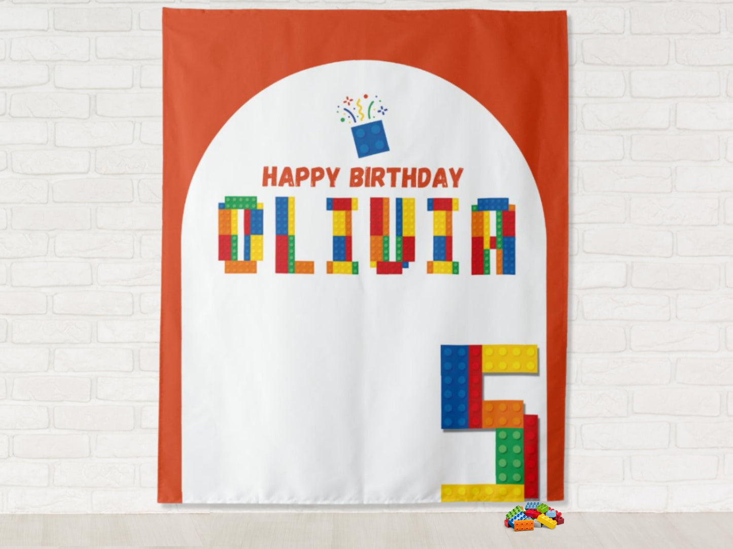 Building Brick Custom Birthday Backdrop | Personalized Lego-Inspired Photo Booth