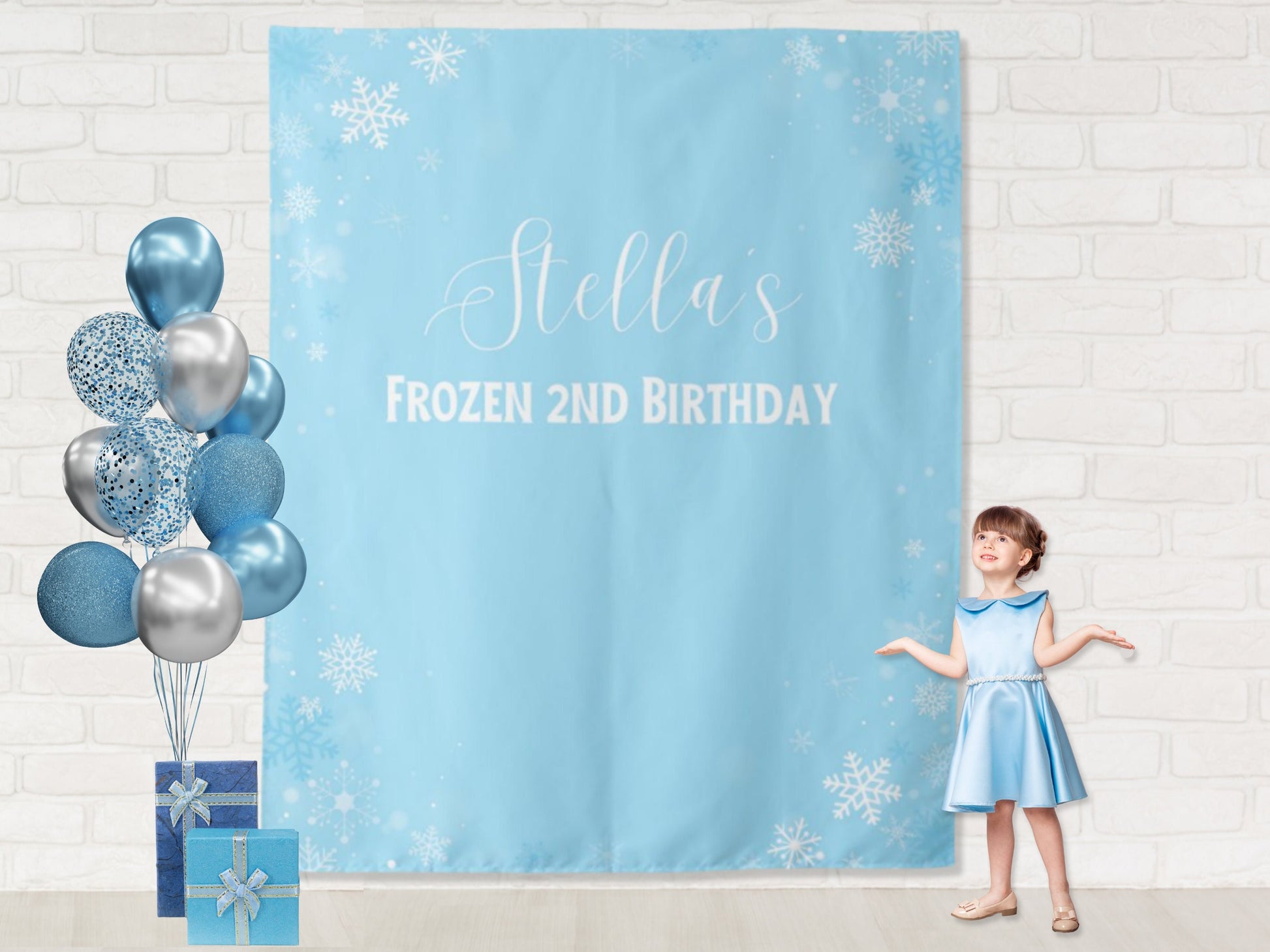 Frozen Inspired Snowflake Custom Birthday Party Backdrop | Princess Elsa Winter Theme Birthday Décor