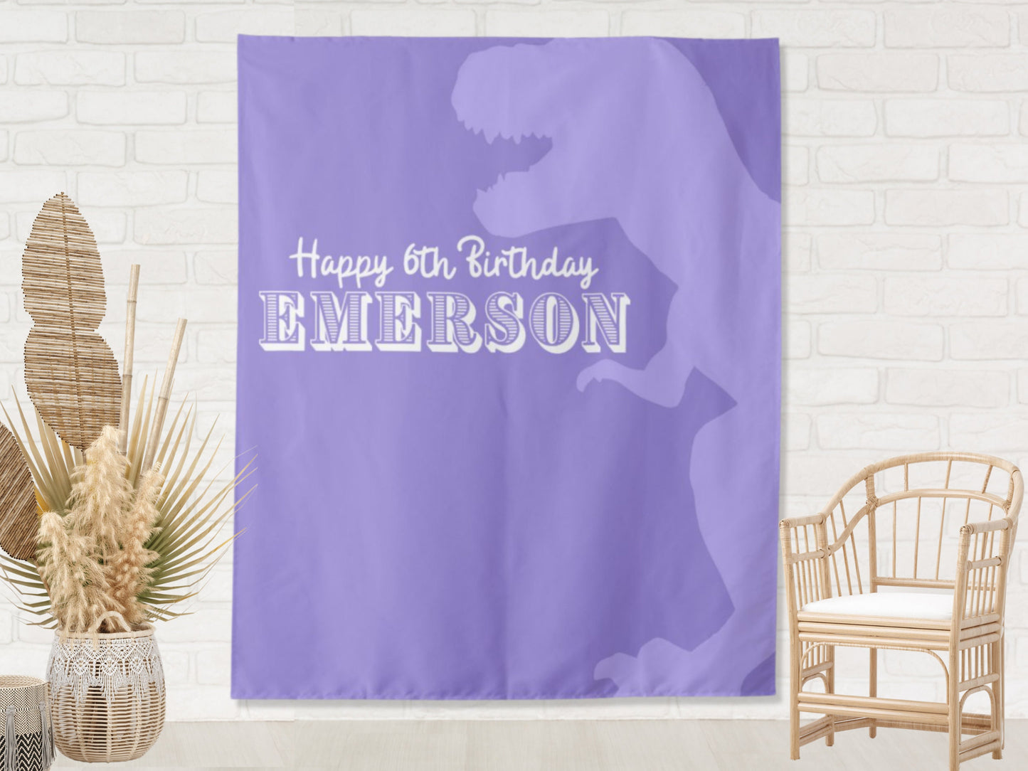 Dinosaur Party Personalized Birthday Party Backdrop | Three-Rex Dinosaur Custom Party Backdrop