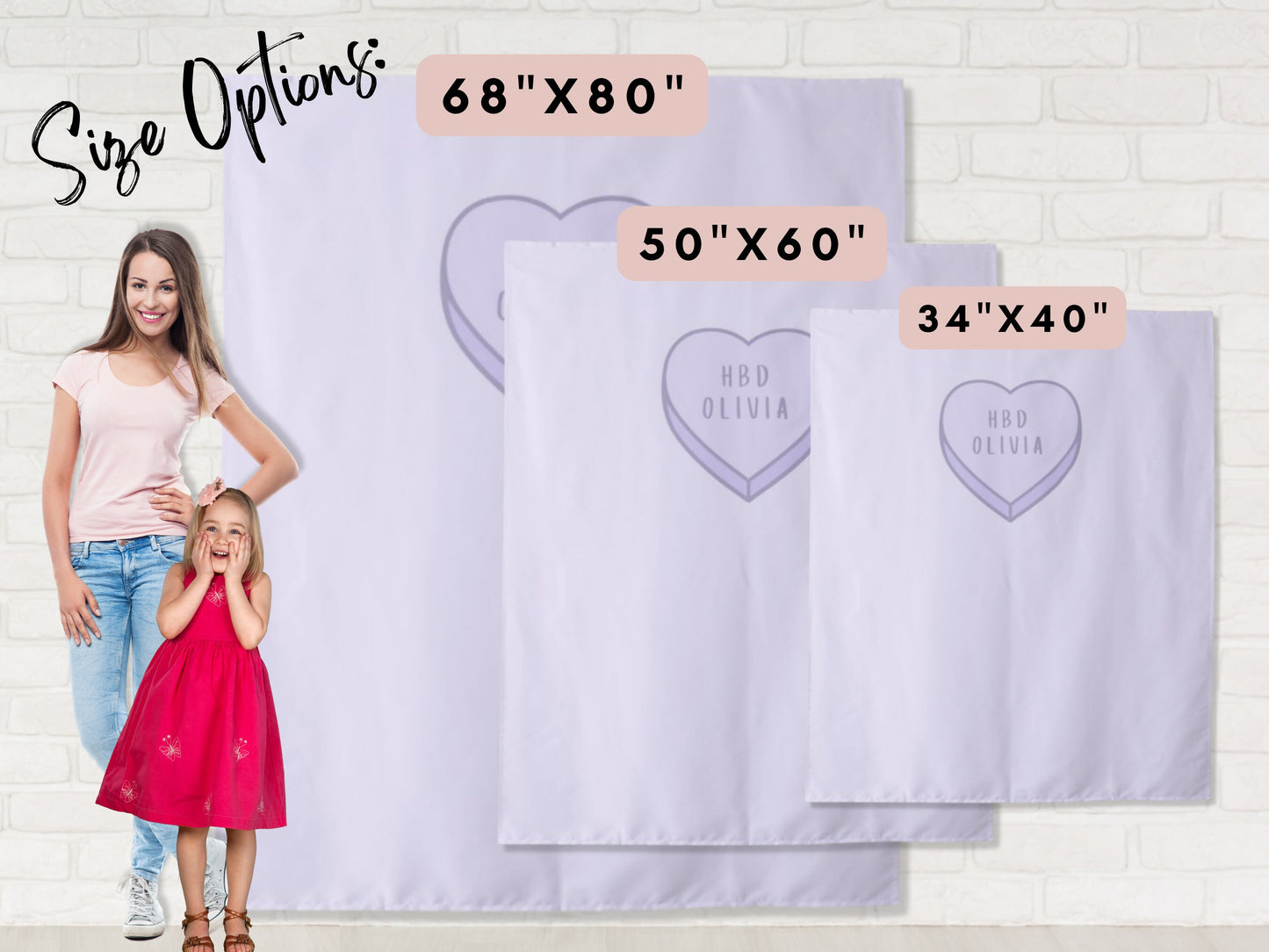 Custom Conversation Heart Birthday Backdrop | Personalized Valentine's Day Party or Shower Photo Booth