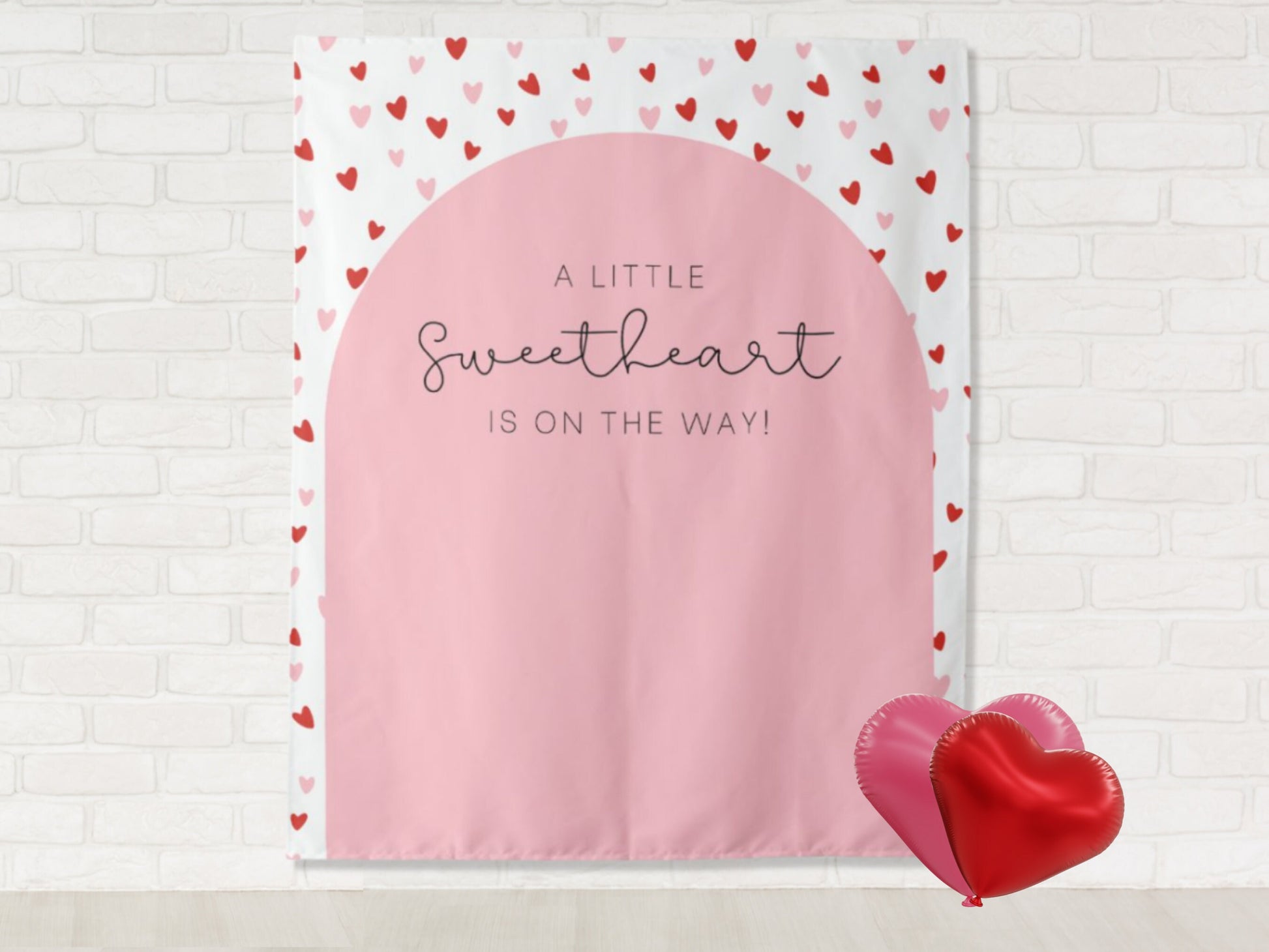 Our Little Sweetheart Arch and Hearts Custom Birthday Backdrop | Personalized Valentine's Day Photo Booth