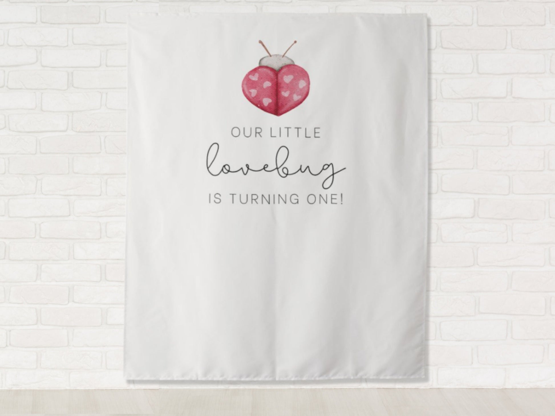 Our Little Lovebug Custom Birthday Backdrop | Personalized Valentine's Day Photo Booth