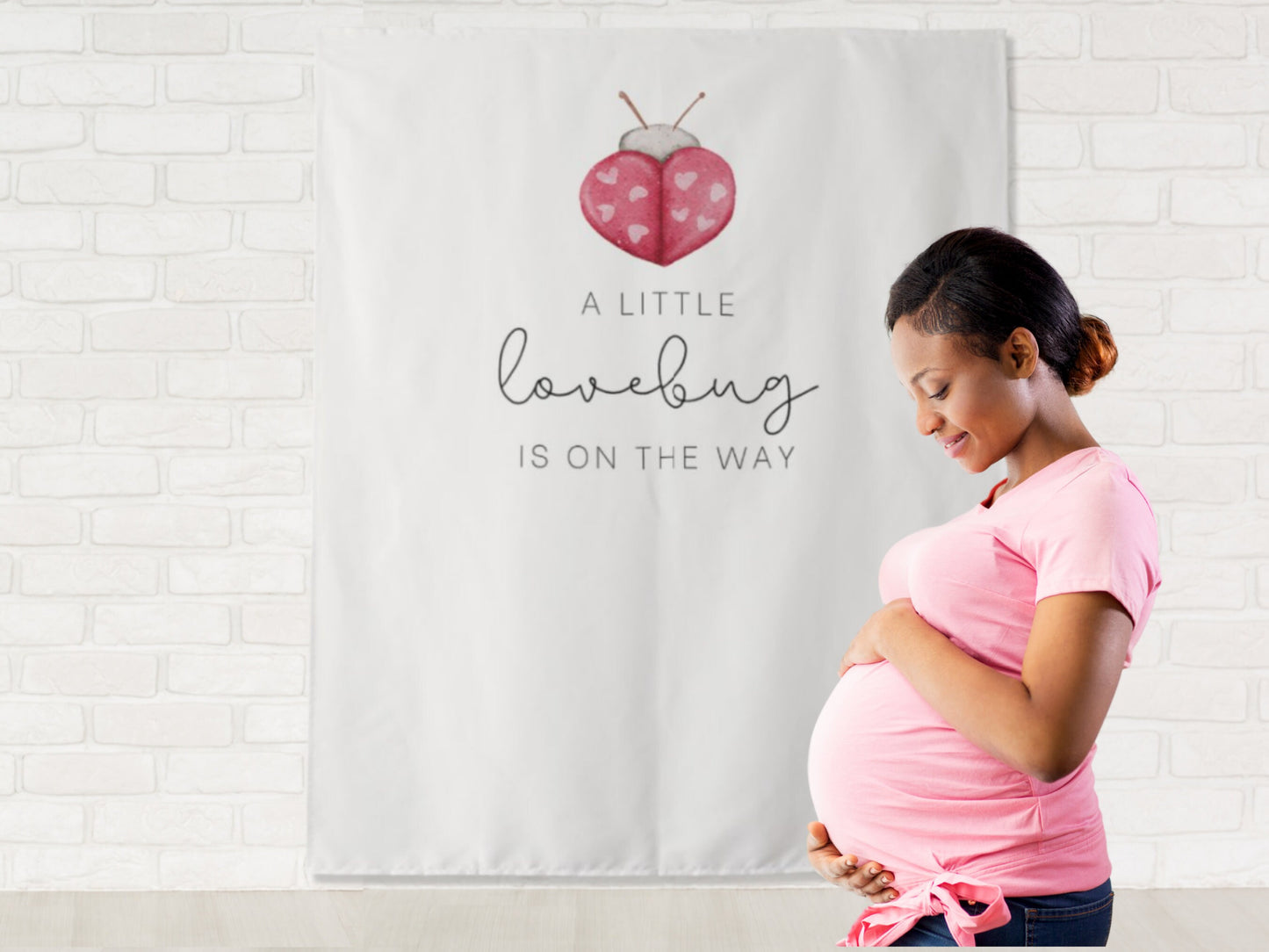 A Little Lovebug Is On The Way Custom Baby Shower Backdrop | Personalized Valentine's Day Photo Booth