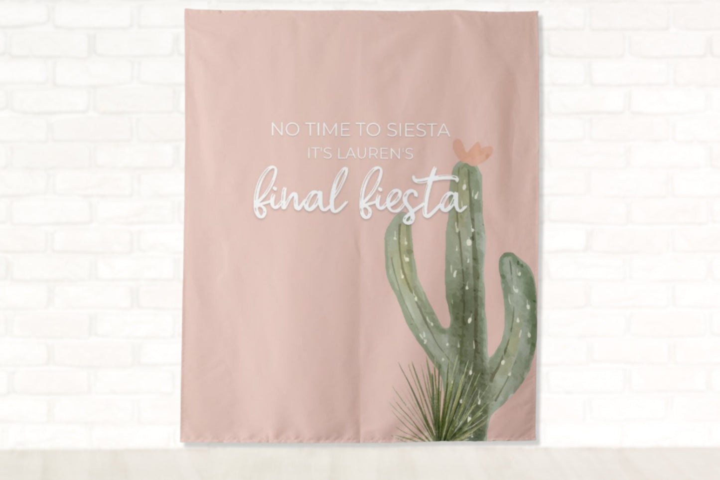 Final Fiesta Bachelorette Party Personalized Backdrop and Welcome Sign Set | No Time To Siesta Custom Cactus Bach Party Décor