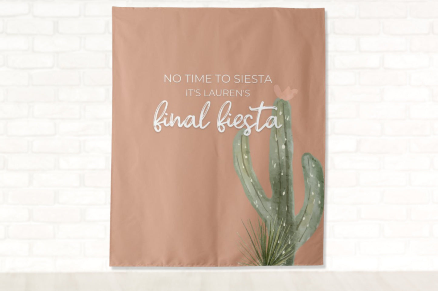 Final Fiesta Bachelorette Party Personalized Backdrop and Welcome Sign Set | No Time To Siesta Custom Cactus Bach Party Décor