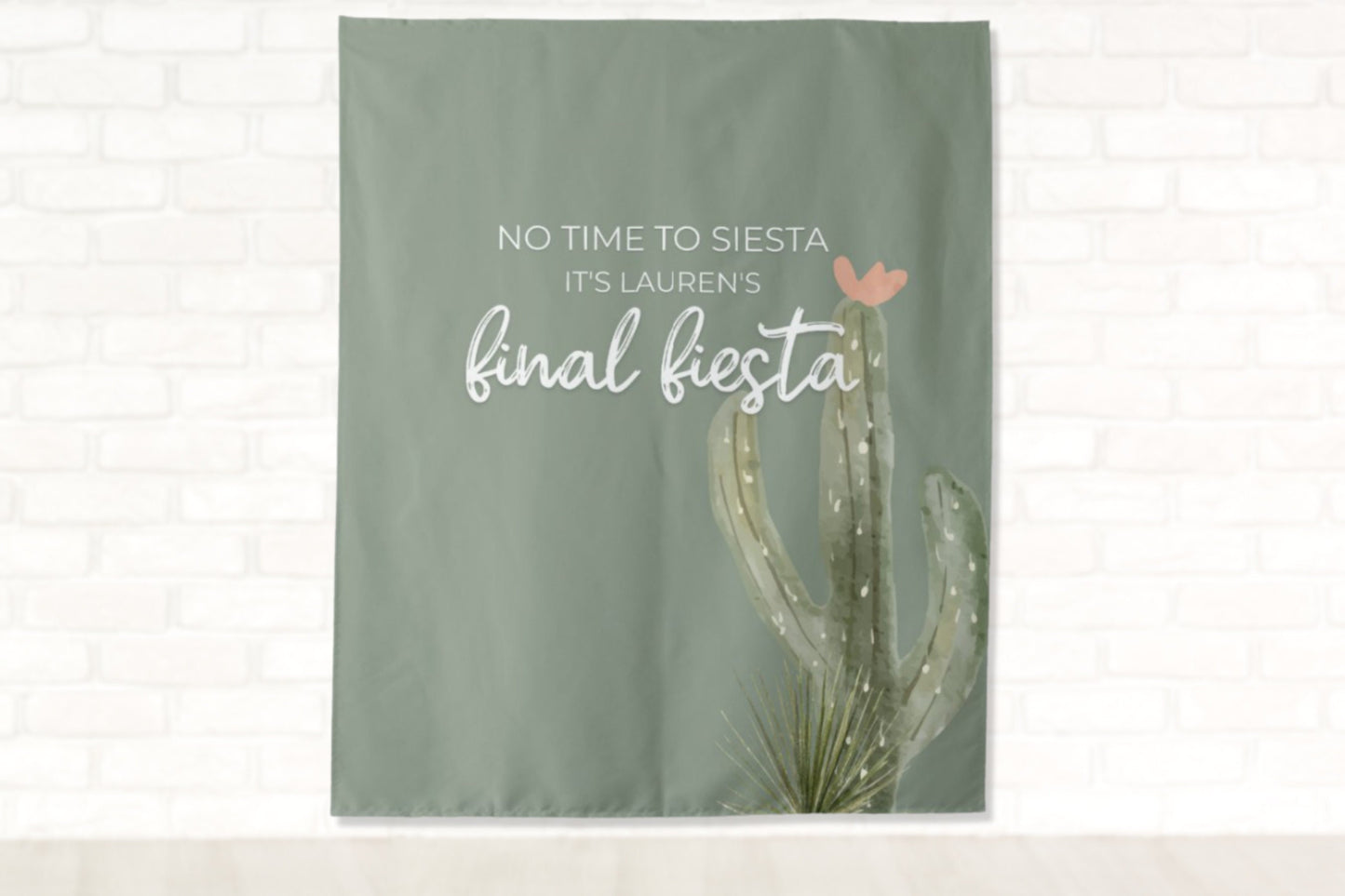 Final Fiesta Bachelorette Party Personalized Backdrop and Welcome Sign Set | No Time To Siesta Custom Cactus Bach Party Décor