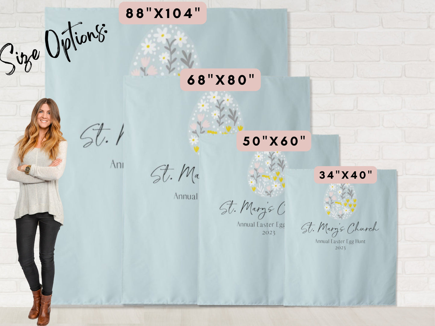 Easter Egg Custom Event Backdrop | Personalized Easter Brunch Photo Booth