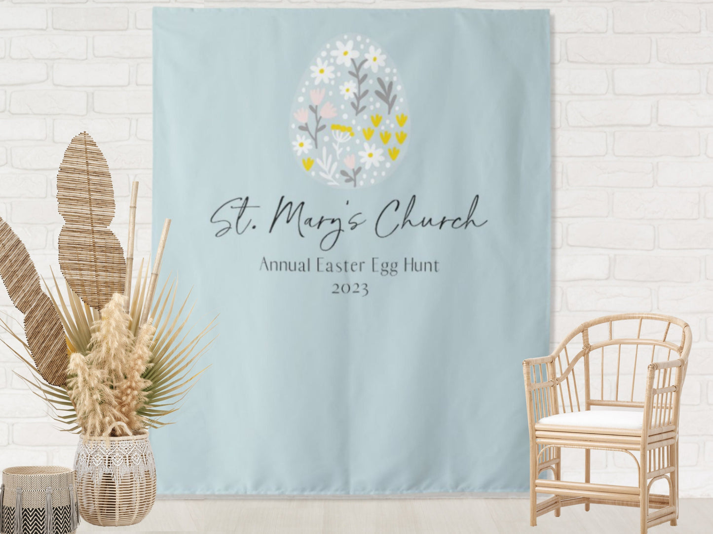 Easter Egg Custom Event Backdrop | Personalized Easter Brunch Photo Booth