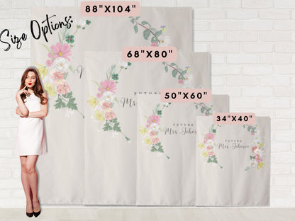 Spring Floral Wreath Custom Shower Backdrop | Personalized Engagement Party, Bridal Shower or Baby Shower Photo Booth