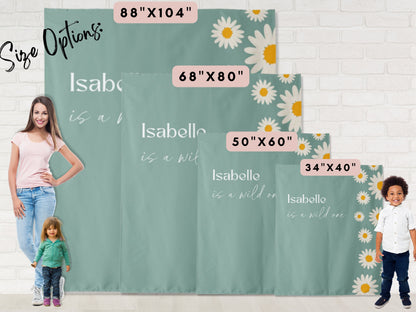 Retro Daisy Edge Custom Text Backdrop | Personalized Groovy Wild One Birthday, Baby Shower Bachelorette or Bridal Shower Photo Booth