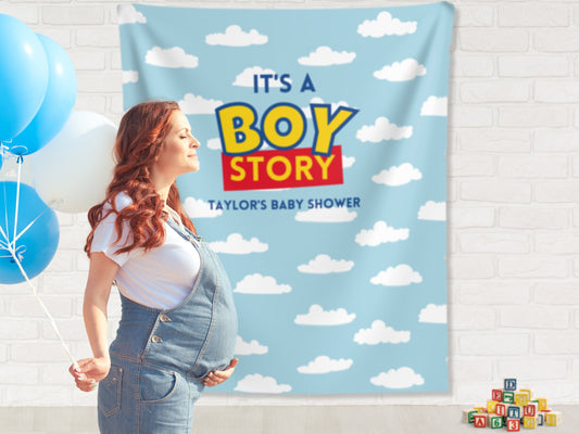 It's a Boy Story Custom Baby Shower Backdrop | Personalized Toy Story Inspired Cloud Photo Booth