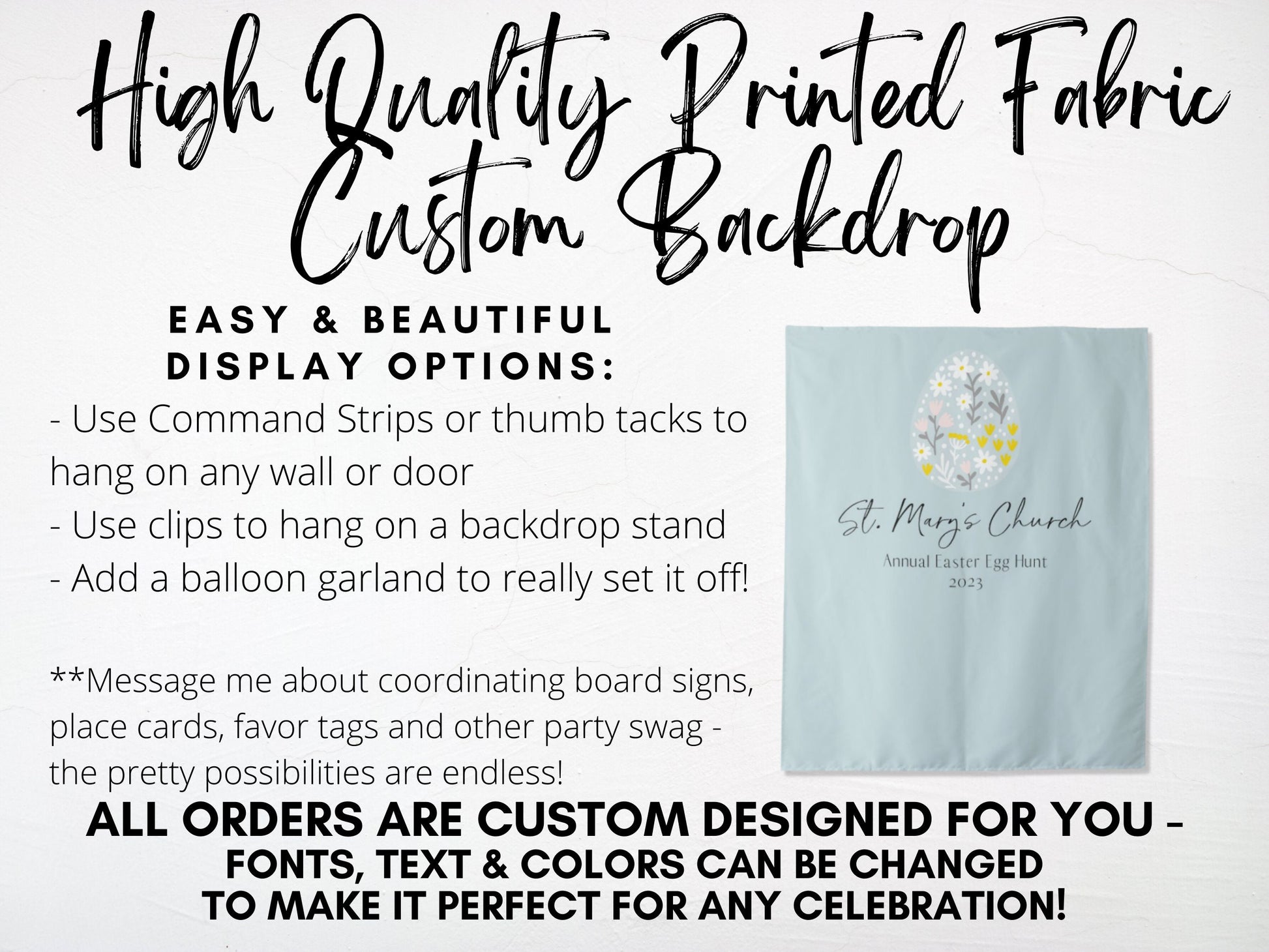 Easter Egg Custom Event Backdrop | Personalized Easter Brunch Photo Booth