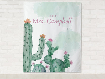 Desert Cactus Custom Text Shower or Party Backdrop | Personalized Boho Baby Shower, Bridal Shower, Bachelorette or Birthday Photo Booth