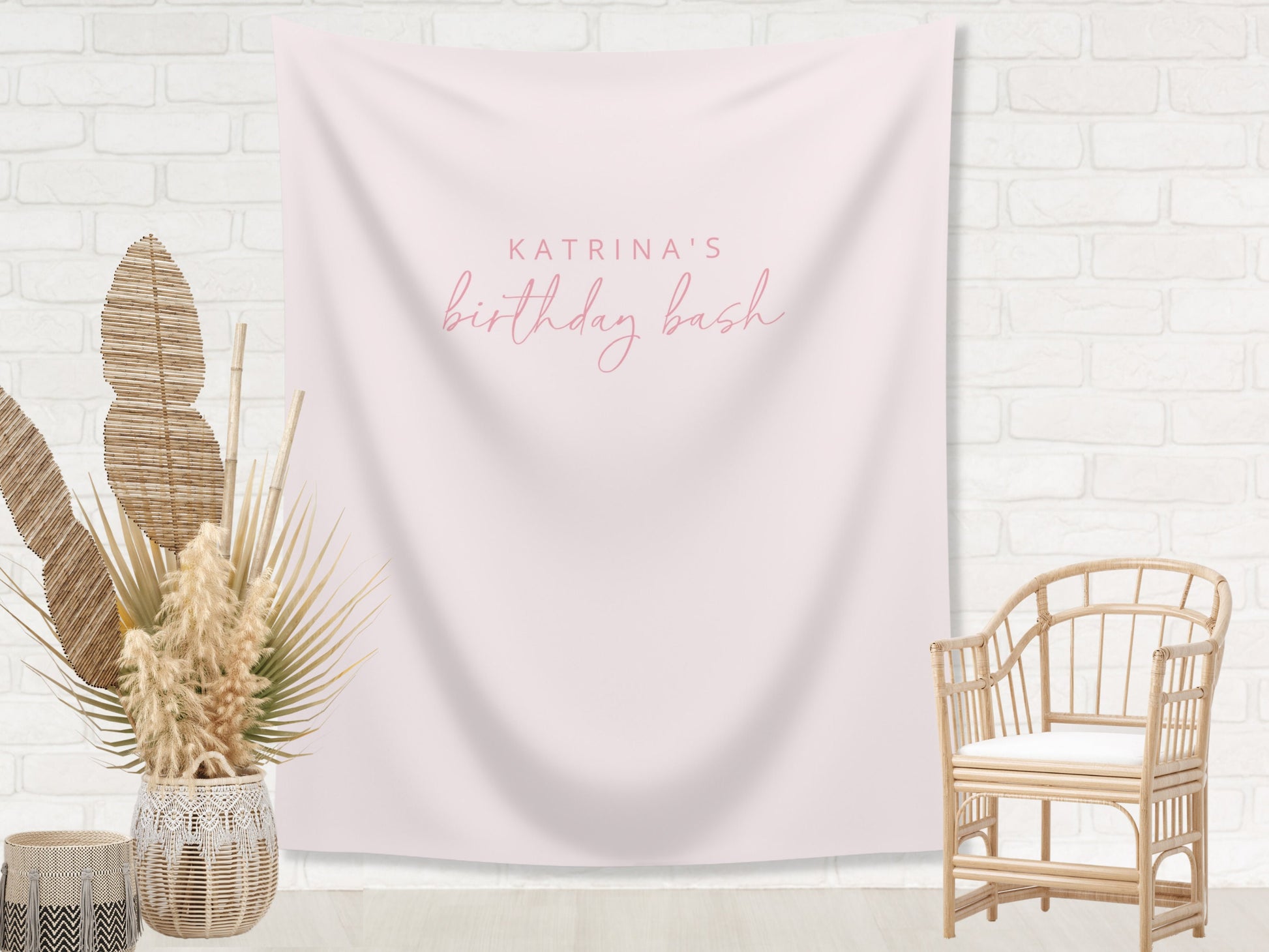 Simple Solid Custom Text Backdrop | Bachelorette, Engagement, Bridal Shower, Baby Shower, Birthday Party Personalized Banner