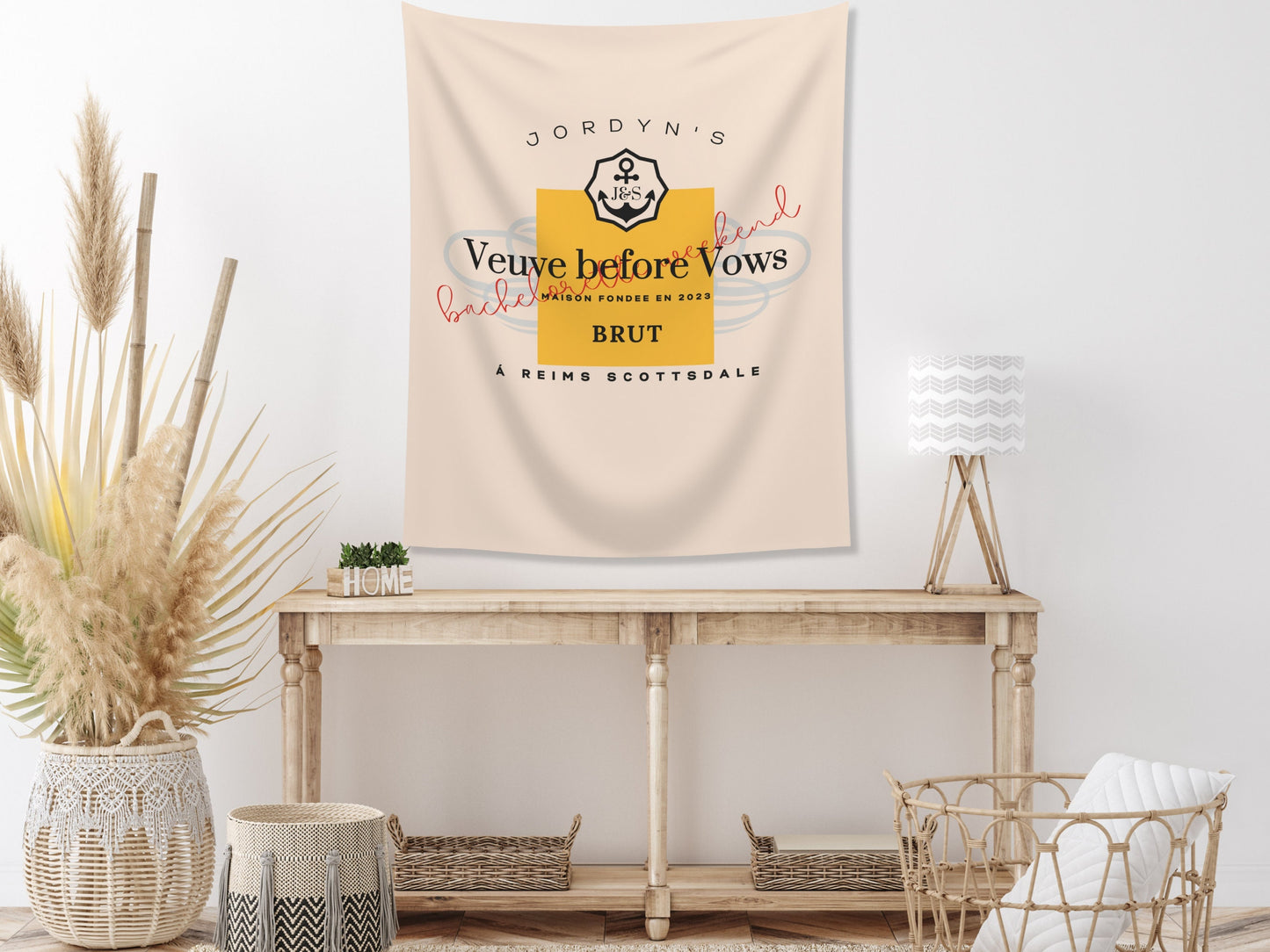 Veuve before Vows Bachelorette Weekend Custom Backdrop | Champagne Bachelorette Party or Bridal Shower Personalized Banner