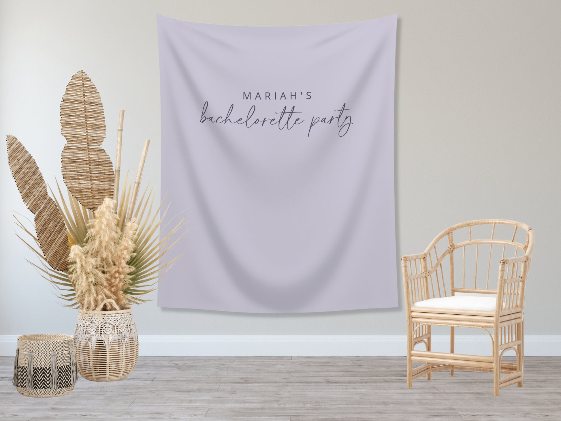 Simple Solid Custom Text Backdrop | Bachelorette, Engagement, Bridal Shower, Baby Shower, Birthday Party Personalized Banner