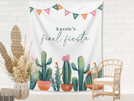 Boho Cactus Final Fiesta Bachelorette Custom Backdrop | Bachelorette Weekend Personalized Banner