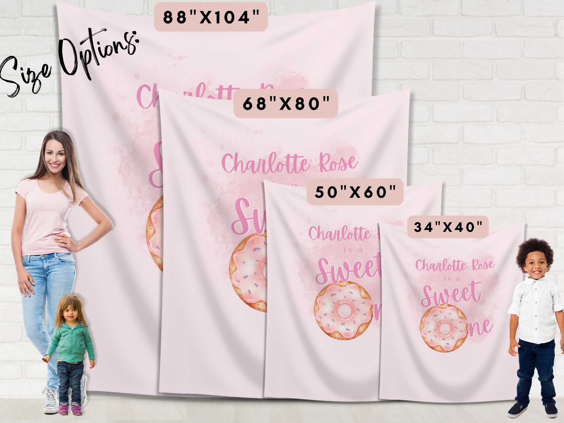 Sweet One Donut Custom Banner | Two Sweet Personalized Birthday Party Backdrop