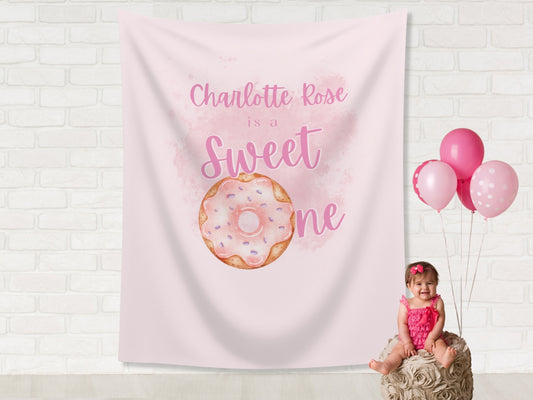 Sweet One Donut Custom Banner | Two Sweet Personalized Birthday Party Backdrop