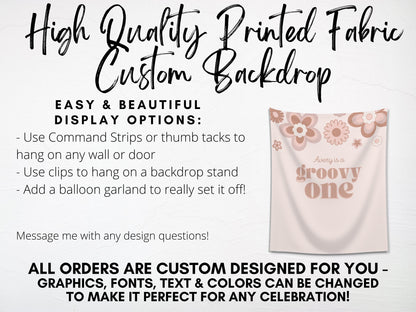 Retro Groovy One Custom 1st Birthday Banner | Two Groovy Personalized 1st, 2nd or 3rd Birthday Party Backdrop