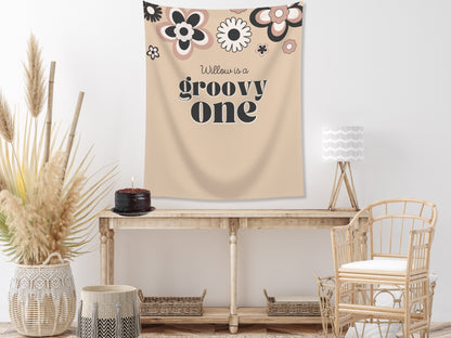 Retro Groovy One Custom 1st Birthday Banner | Two Groovy Personalized 1st, 2nd or 3rd Birthday Party Backdrop