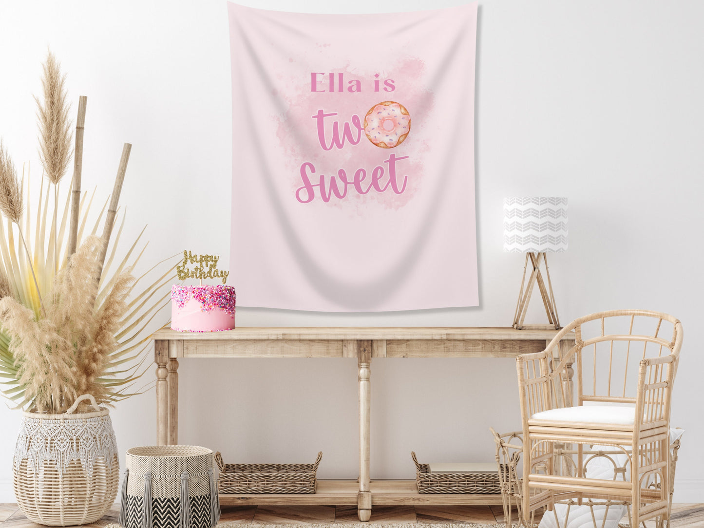 Sweet One Donut Custom Banner | Two Sweet Personalized Birthday Party Backdrop