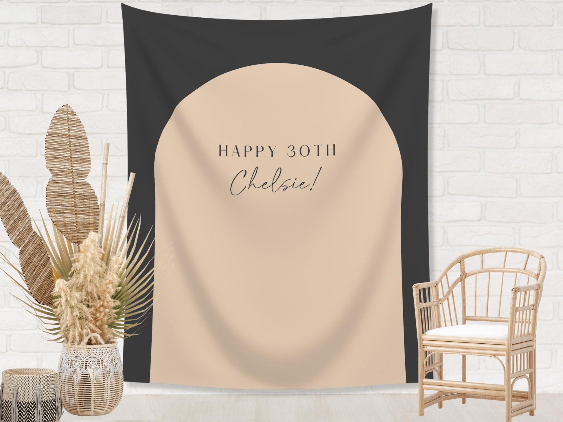Arch Custom Text Party Banner| Personalized Arch Backdrop Retro Boho Bachelorette, Baby Shower and Birthday Parties