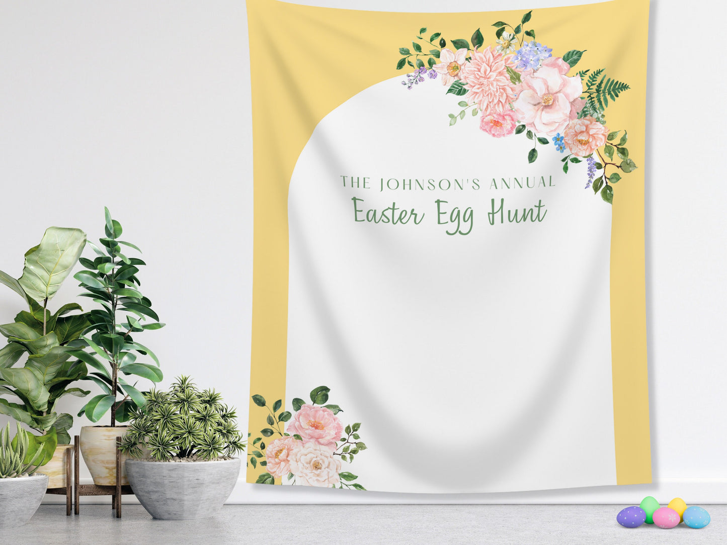 Spring Arch Personalized Party Backdrop | Customizable Floral Banner for Bachelorette, Baby Shower and Birthday Parties