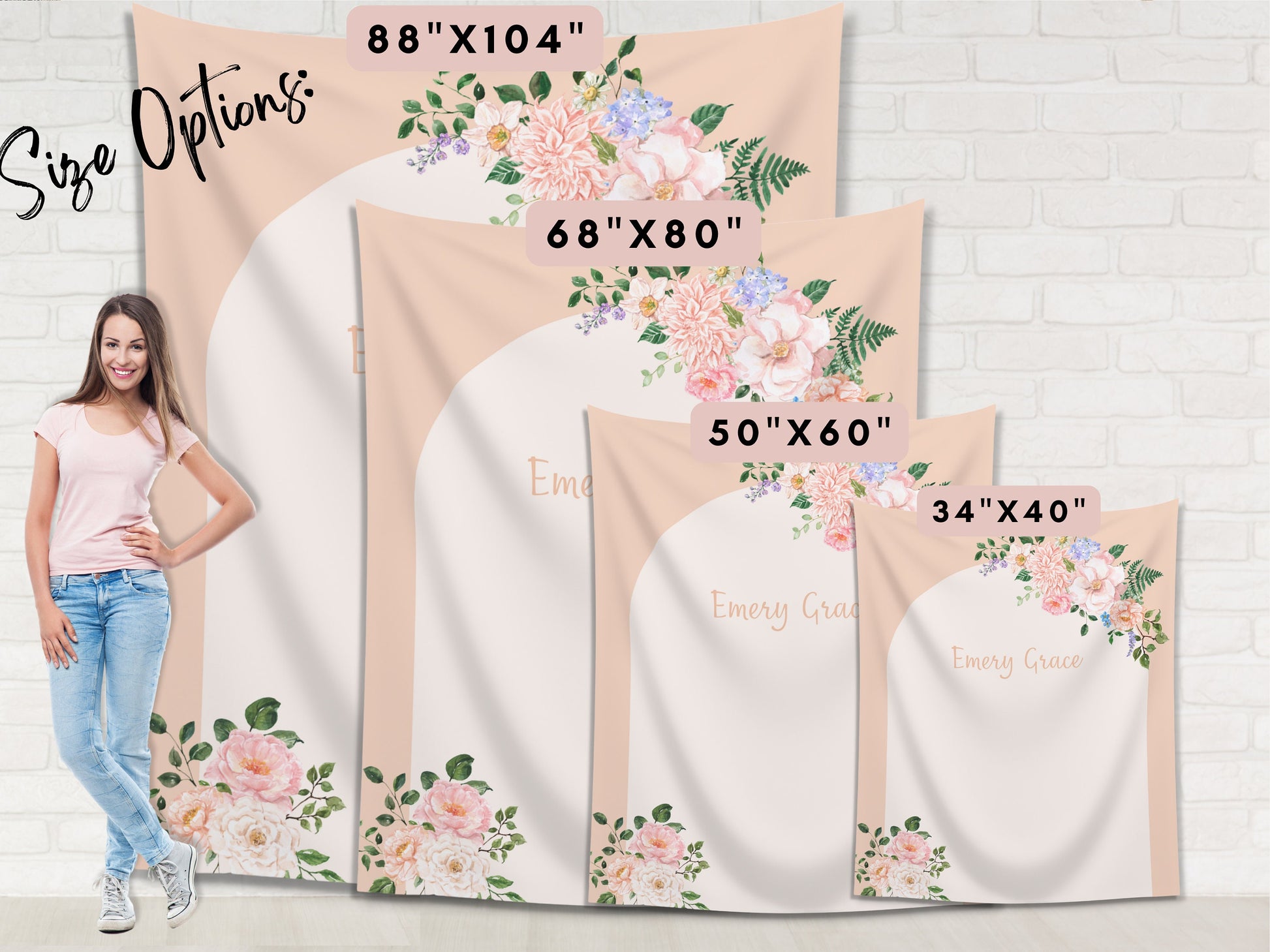 Spring Arch Personalized Party Backdrop | Customizable Floral Banner for Bachelorette, Baby Shower and Birthday Parties