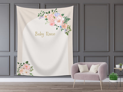 Spring Arch Personalized Party Backdrop | Customizable Floral Banner for Bachelorette, Baby Shower and Birthday Parties