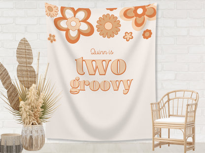 Retro Groovy One Custom 1st Birthday Banner | Two Groovy Personalized 1st, 2nd or 3rd Birthday Party Backdrop