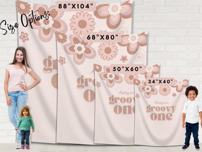Retro Groovy One Custom 1st Birthday Banner | Two Groovy Personalized 1st, 2nd or 3rd Birthday Party Backdrop