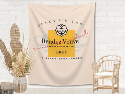 Last Rendez Veuve Bachelorette Weekend Custom Backdrop | Champagne Bachelorette Party Personalized Banner