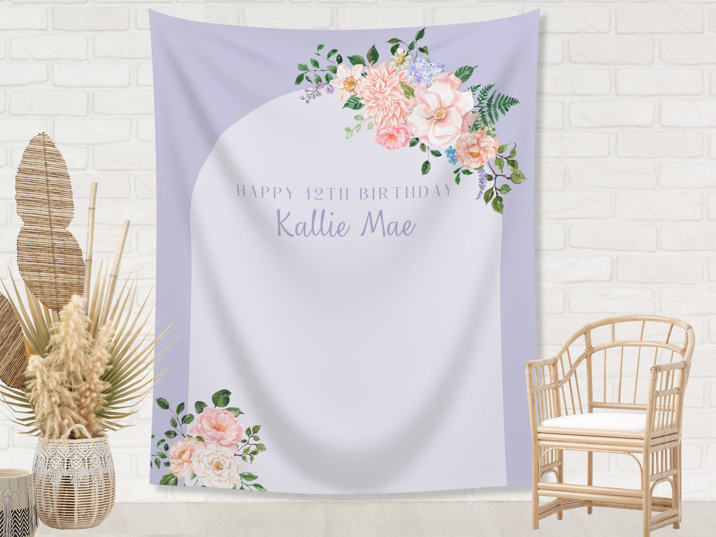 Spring Arch Personalized Party Backdrop | Customizable Floral Banner for Bachelorette, Baby Shower and Birthday Parties