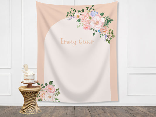 Spring Arch Personalized Party Backdrop | Customizable Floral Banner for Bachelorette, Baby Shower and Birthday Parties