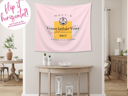 Bridal Shower Veuve Before Vows Custom Fabric Backdrop | Pink Rose Champagne Bridal Personalized Banner