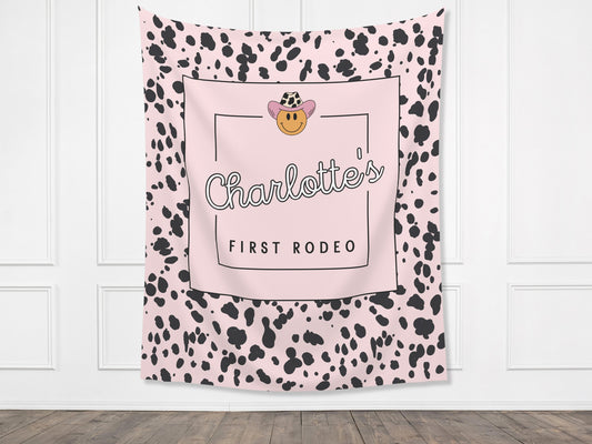 First Rodeo Customizable 1st Birthday Backdrop | Cow Print Custom Farm or Barn Party Banner