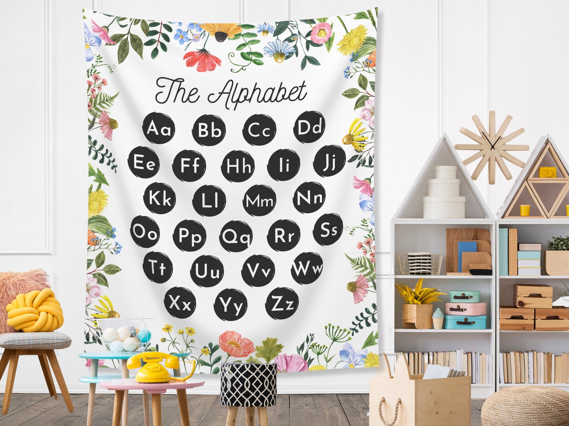 Little Wildflowers Classroom Letters or Numbers Banner | Completely Customizable Fabric Backdrop Back to School Décor | Teacher Gift Idea