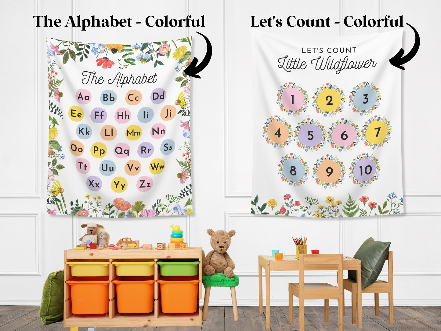 Little Wildflowers Classroom Letters or Numbers Banner | Completely Customizable Fabric Backdrop Back to School Décor | Teacher Gift Idea