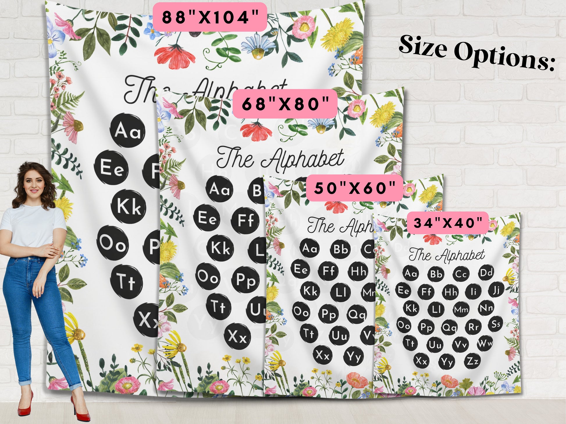 Little Wildflowers Classroom Letters or Numbers Banner | Completely Customizable Fabric Backdrop Back to School Décor | Teacher Gift Idea