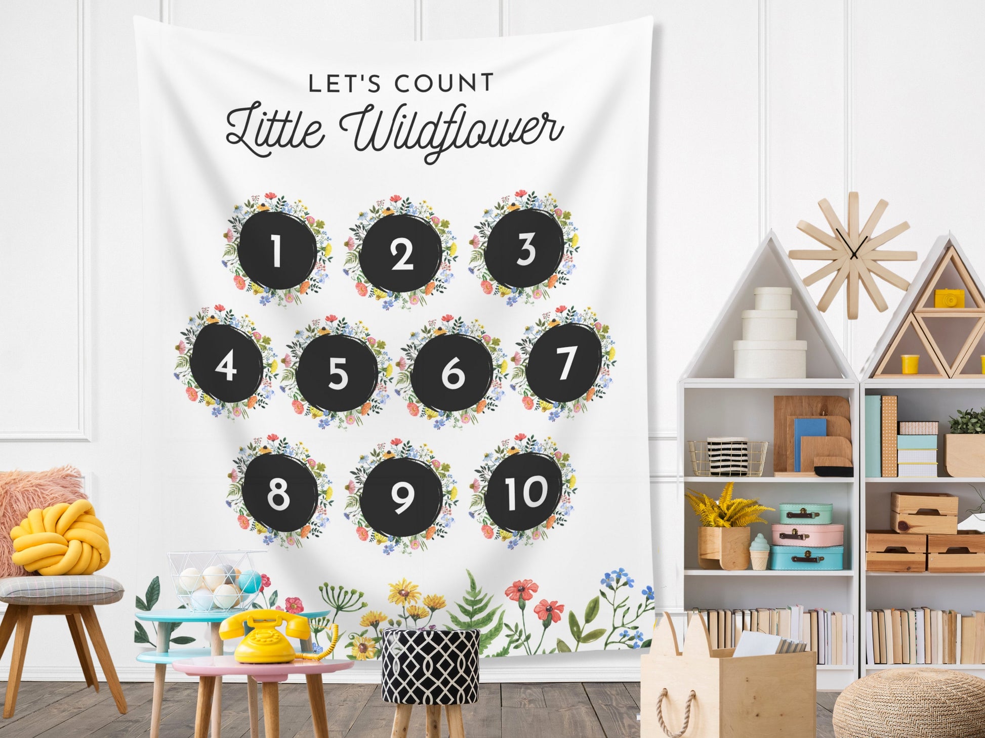 Little Wildflowers Classroom Letters or Numbers Banner | Completely Customizable Fabric Backdrop Back to School Décor | Teacher Gift Idea