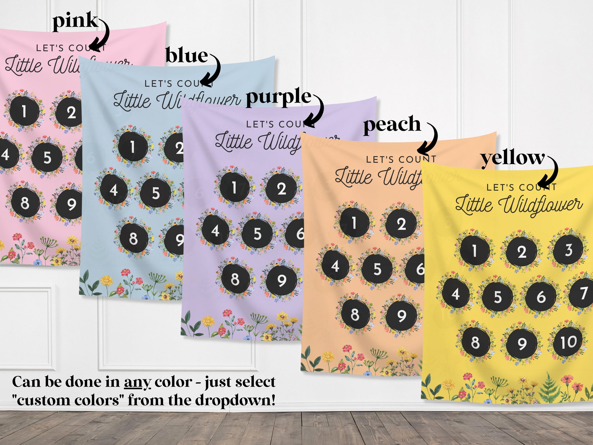 Little Wildflowers Classroom Letters or Numbers Banner | Completely Customizable Fabric Backdrop Back to School Décor | Teacher Gift Idea