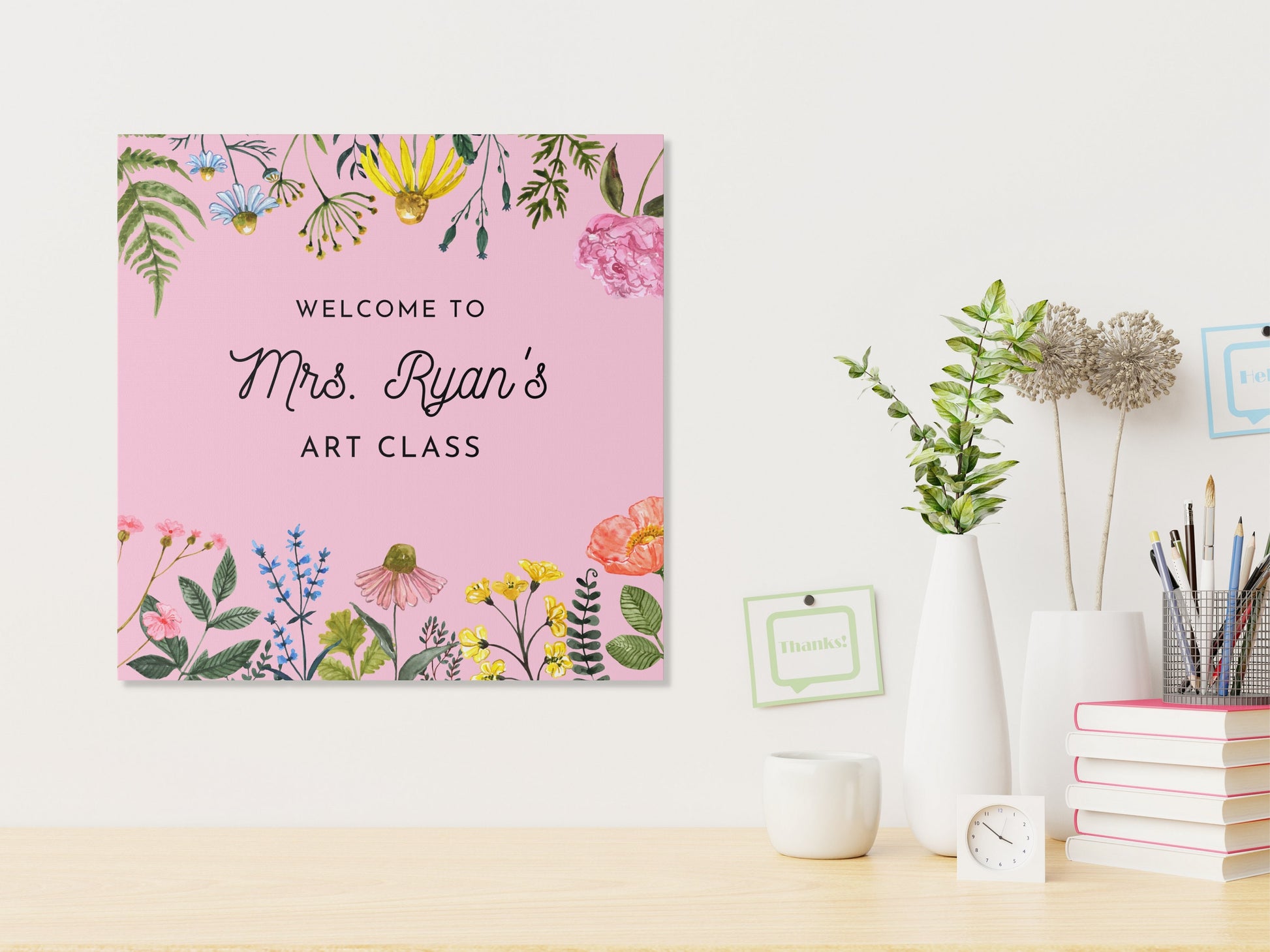 Welcome Little Wildflowers Classroom Sign | Completely Customizable Canvas Teacher Name Sign | Back to School Décor | Teacher Gift Idea