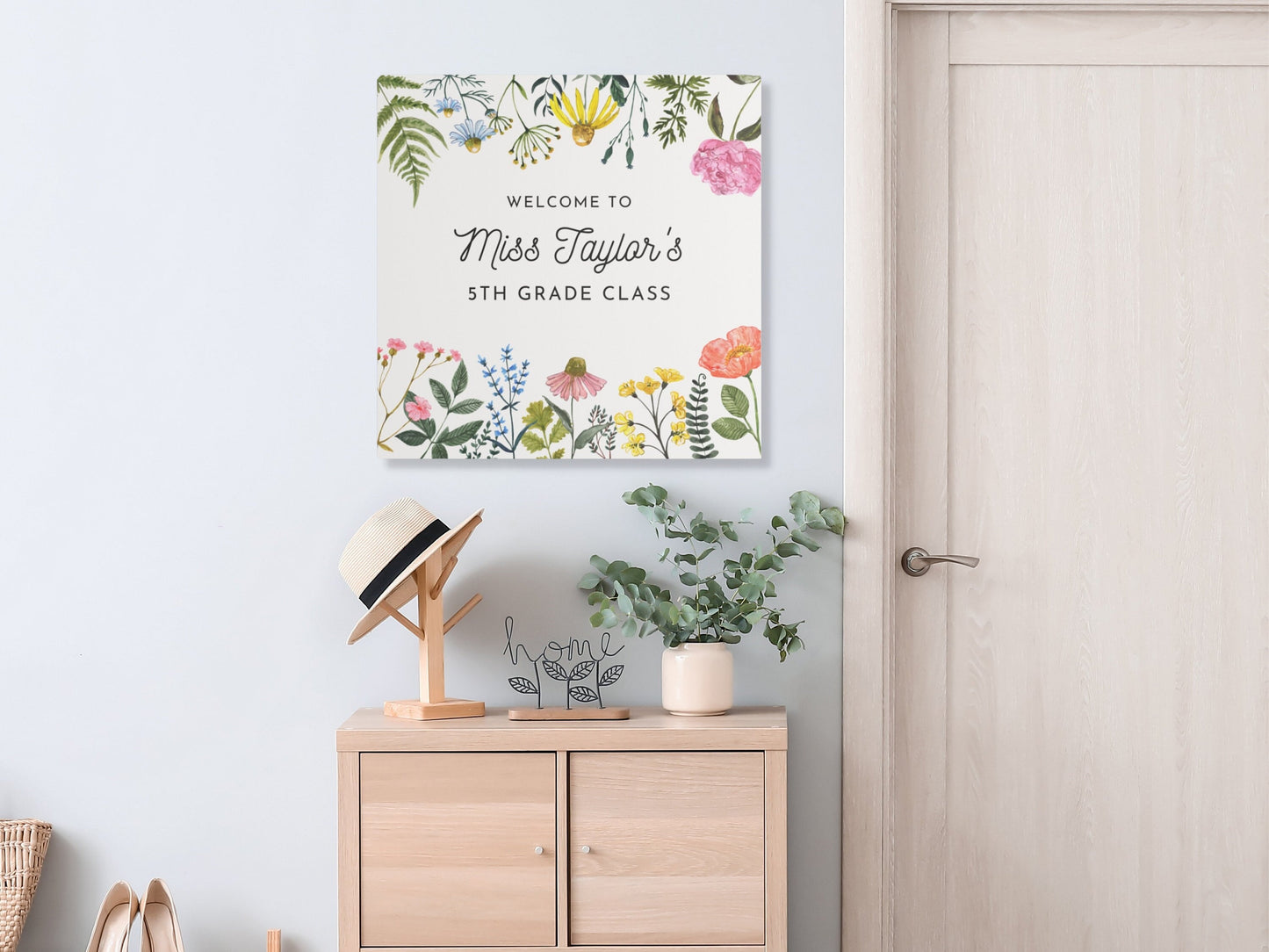 Welcome Little Wildflowers Classroom Sign | Completely Customizable Canvas Teacher Name Sign | Back to School Décor | Teacher Gift Idea