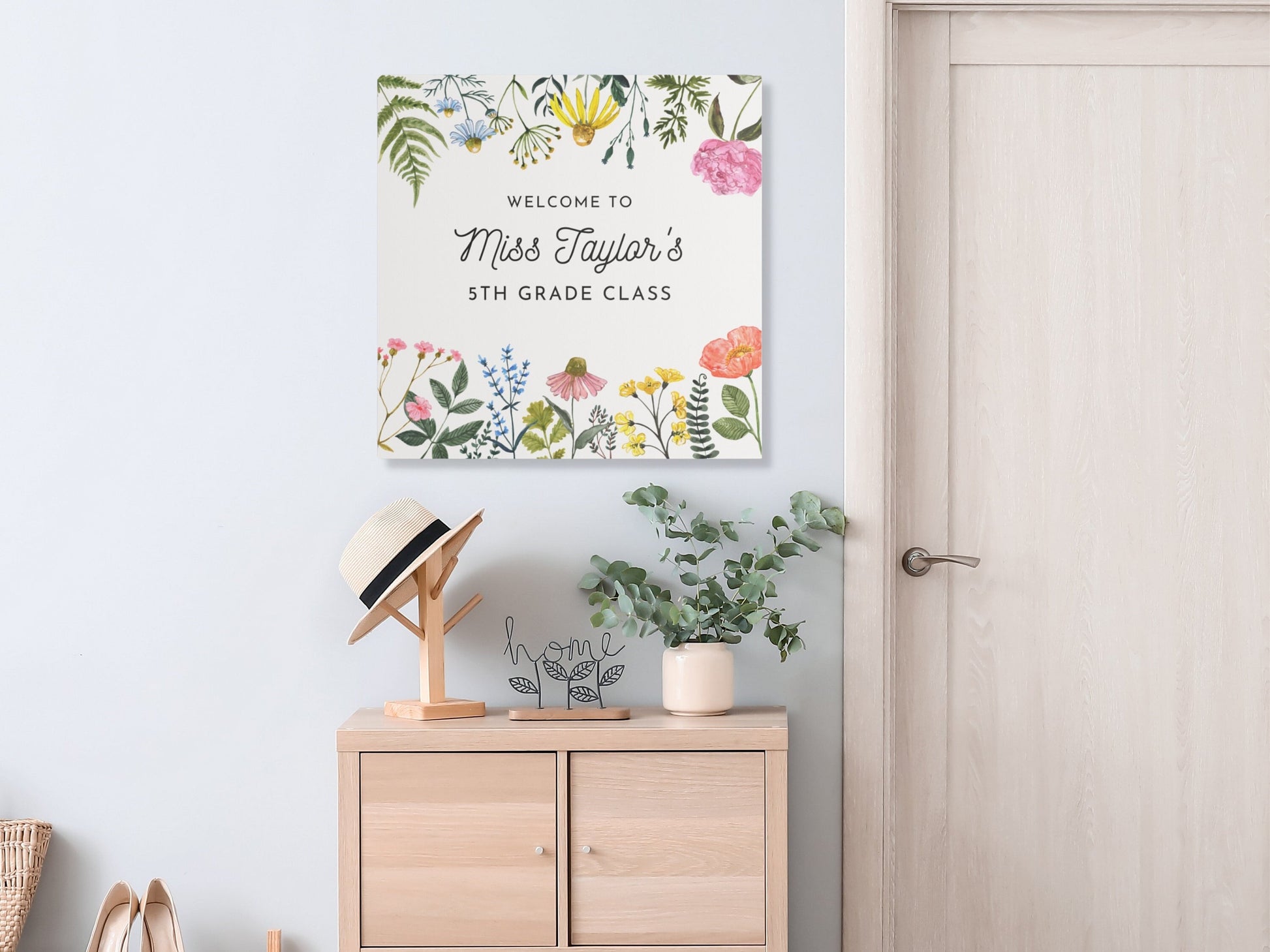 Welcome Little Wildflowers Classroom Sign | Completely Customizable Canvas Teacher Name Sign | Back to School Décor | Teacher Gift Idea