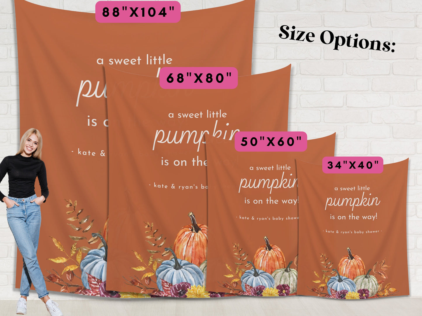 A Little Pumpkin Is On The Way Custom Banner | Customizable Fall Baby Shower Backdrop | Our Little Pumpkin 1st, 2nd, 3rd Birthday