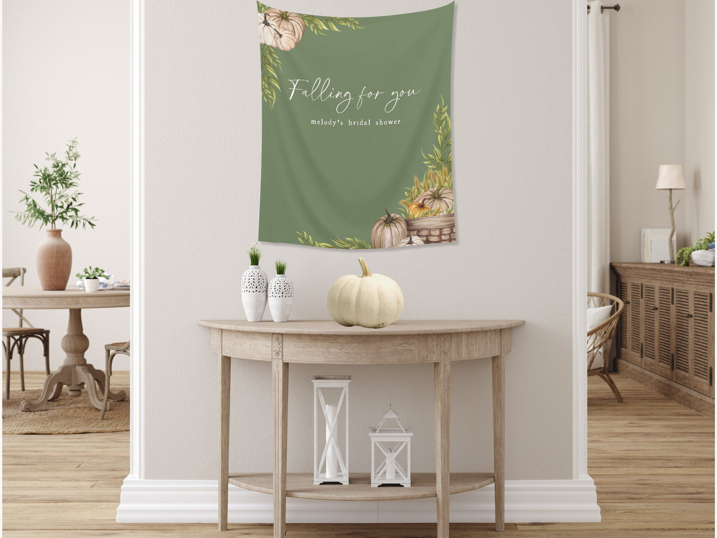 Falling in Love Banner Fall Party - Falling for You - Fall in Love - Our Little Pumpkin - October Baby Shower Décor - Custom Backdrop - Engagement Party - Bridal Shower