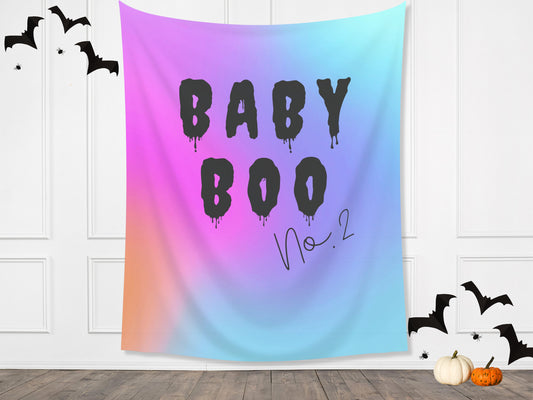 Baby Boo No. 2 Halloween Banner | Completely Customizable Reveal Party or Baby Shower | Personalized Halloween Photo Booth