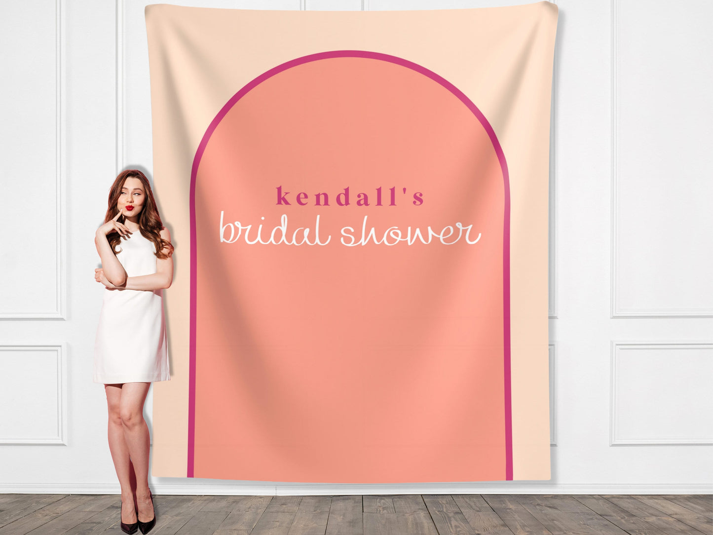 Arch Custom Text Party Banner| Personalized Name or Saying Arch Backdrop Retro Boho Bachelorette, Baby Shower and Birthday Party Décor