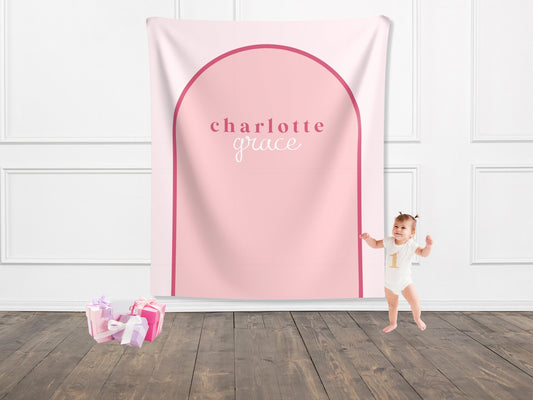 Arch Custom Text Party Banner| Personalized Name or Saying Arch Backdrop Retro Boho Bachelorette, Baby Shower and Birthday Party Décor